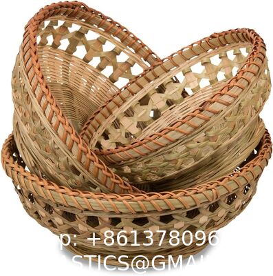 Natural Bamboo Bread Baskets, 3 Pack Hand Woven Round Fruit Baskets For Serving, Handmade Picnic Basket, Wicker Decoration Storage For Living Room Kitchen Restaurant