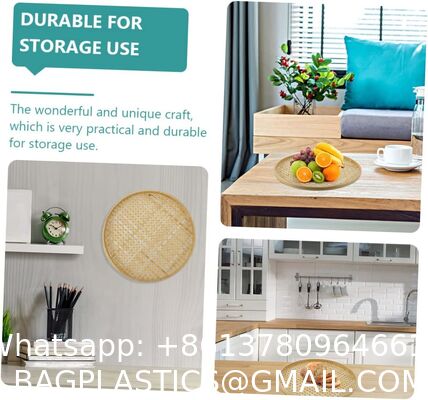 Bamboo Sieve Round Baskets Woven Storage Baskets Woven Tray Fruit Rattan Tray Fruit Natural Bamboo Colander Weaving Sieve Vegetable Food