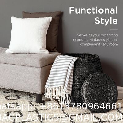 Products Vintage Multipurpose Hyacinth Storage Basket, Plant DéCor, Handwoven Organizer Tote For Bedroom, Living Room, Bathroom, W/Lid - Natural