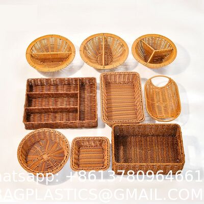 OEM Bagease Banneton Pp Kitchen Weave Plastic Food Laundry Lid Gift Hamper Bamboo Rattan Wicker Organizers Woven Storage Basket