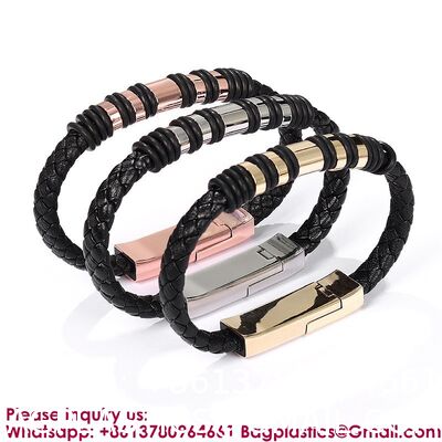 USB C To USB C Short Charging Cable 7.9in Portable Fashion Fast Bracelet Charger Wrist Data Transfer Cord For IOS Huawei Samsung Galaxy LG Android