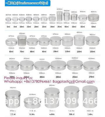 Custom Aluminum Spice Tin Box Containers Aluminum Metal Lip Balm Case Tins Metal Aluminum Jar Tin Screw Wholesale Matte Aluminum Empty Metal Tin Jars for Candle Making Perfume Use-5ml 10ml 15ml