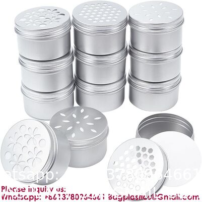 Ounce Round Empty Metal Tins With Hollow Lids Refillable Spice Containers For Aromatherapy Air Freshener Candles Travel Storage Customizable Logo Printed Tin Box for Soap/Cream Aluminum Makeup