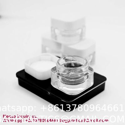 Custom Printing 3ml 5ml 7ml 9ml Triangle Clear Concentrate Oil Jar Small Concentrate Childproof Glass Jar With Lid Packaging Child Resistant Concentrate Glass Jar Mini Cream Bottles Cosmetic