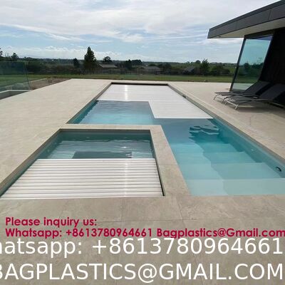 Safe Pool Safety Cover For Kids Safety Transparent Blue PC Blades With Reel Pool Cover Polycarbonate Pool Solar Cover Winter Safety Cover For Swimming Pool