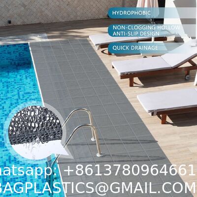 Anti-slip Drainage Pool Flooring Mats Swimming Pool Non Slip Mat PVC Splash Matting Mesh Hollow Doormat Roll For Outdoor Indoor Patio Restaurant Garage Kitchen Bathroom Bars