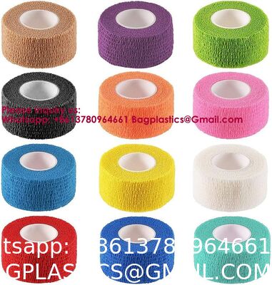 12 Colors Non-Wonven Self Adhesive Bandage Wrap For Finger Guard Nail Protector, 2.5cm X 4.5m / 1" X 5yd Waterproof Cohesive Elastic Tape Sports Fixing Band Stretch Wrap