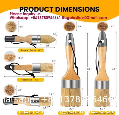 Bouldering Brush Chalk Paint Brush, Wax Paint Brush Set Of 5, Wax Brushes And Chalk Paint For Furniture DIY Art Crafts, Natural Bristle Round Oval Brush For All Painting And Waxing
