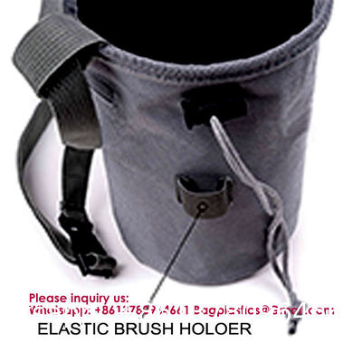 Zip Pocket Zippered Chalk Powder Tote Pouch With Reinforced Drawstring Large Mouth Opening For Pet Dog Outdoor Safe Exercise Training Drawstring Closure Chalk Bag