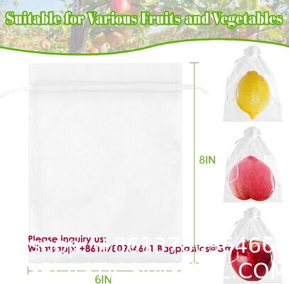 Garden Fruit Protection with Drawstring Reusable Netting Mesh Bags Fruit Netting Bags Fruit Trees Fruit Cover Mesh Bag With Drawstring, Netting Barrier Bags Grapes Mango Fruit Trees Veggies Garden