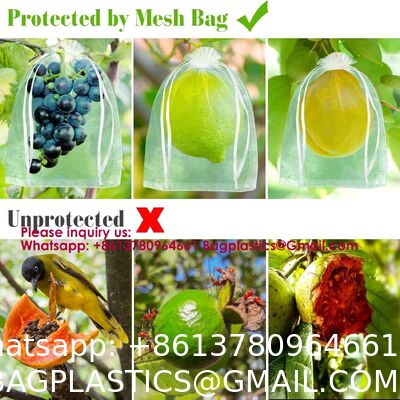 Garden Fruit Protection with Drawstring Reusable Netting Mesh Bags Fruit Netting Bags Fruit Trees Fruit Cover Mesh Bag With Drawstring, Netting Barrier Bags Grapes Mango Fruit Trees Veggies Garden