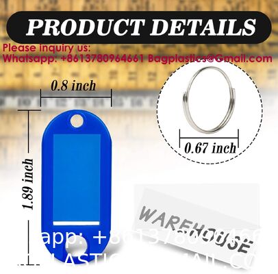 Plastic Key Tags, Key Labels With Ring And Label Window, Assorted Colours,Identifiers,Name and Labels,Adapt to USB Drive,Pets,Bags Split Ring Window Lucky Line Flexible Colored