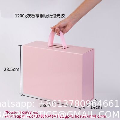 Luxury Foldable Gift Box With Removable Ribbon | Collapsible Box With Magnetic Closure | Weddings, Bridal Showers, Corporate Gifts | 100% Recycled Paper (Medium Large, Metallic Copper)