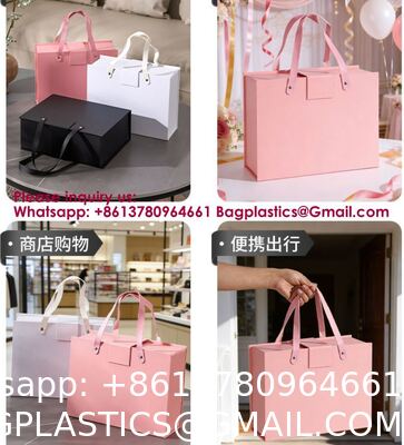 Luxury Foldable Gift Box With Removable Ribbon | Collapsible Box With Magnetic Closure | Weddings, Bridal Showers, Corporate Gifts | 100% Recycled Paper (Medium Large, Metallic Copper)