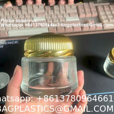 Refillable Glass Cream Jar With Metal Lid, Travel Skincare Container For Lotion And Gloss Storage, Compact Cosmetic Bottle For Middle East Dubai Use GLASS BOTTLE MINI BOTTLE COSMETIC LOTION BOTTLE
