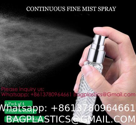 Vintage Refillable Perfume Bottles Glass Empty Spray Bottle Wedding Gifts Car Decor Set, Clear Art Carved Crystal Empty Mini Refillable Perfume Bottle