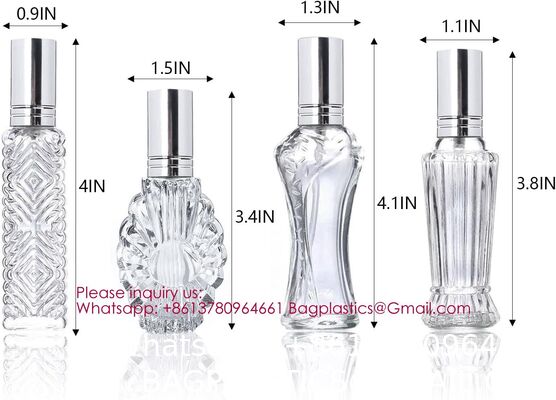 Vintage Refillable Perfume Bottles Glass Empty Spray Bottle Wedding Gifts Car Decor Set, Clear Art Carved Crystal Empty Mini Refillable Perfume Bottle