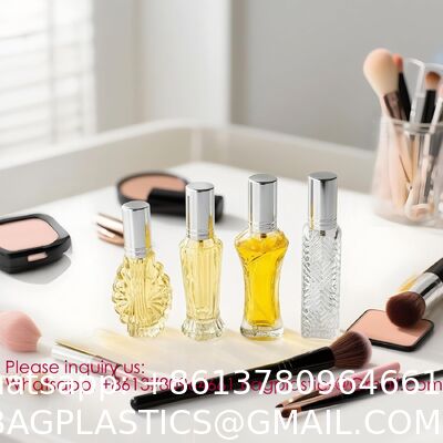 Vintage Refillable Perfume Bottles Glass Empty Spray Bottle Wedding Gifts Car Decor Set, Clear Art Carved Crystal Empty Mini Refillable Perfume Bottle