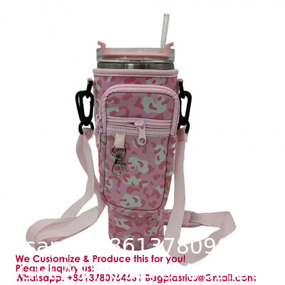 Water Bottle Carrier Bag for Stanley Cup 40/30oz with Phone Holder Pockets, Neoprene Water Bottle cup Holder Pouch Bottle Carrier Bag Stanley Cup bag Stanley Cup sleeve Stanley Cup holder
