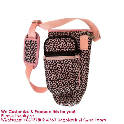 Adjustable Strap Neoprene 40oz Water Bottle Carrier Sleeve Pouch Tumbler Cup Holder Sling Bag With Phone Pocket