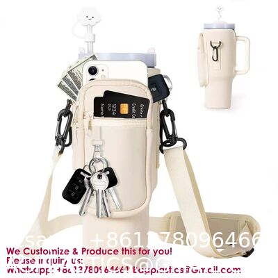 Water Bottle Carrier Bag Holder 40 Oz Tumbler Cup Accessories Neoprene Pouch Sleeve With Adjustable Crossbody Strap