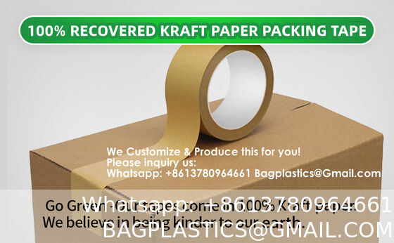 Eco-Friendly Kraft Paper Tape, Biodegradable Kraft Paper Tape, Recyclable Writable Packing Tape, Non-Coated Surface For Masking, Sealing