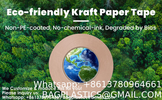 Eco-Friendly Kraft Paper Tape, Biodegradable Kraft Paper Tape, Recyclable Writable Packing Tape, Non-Coated Surface For Masking, Sealing