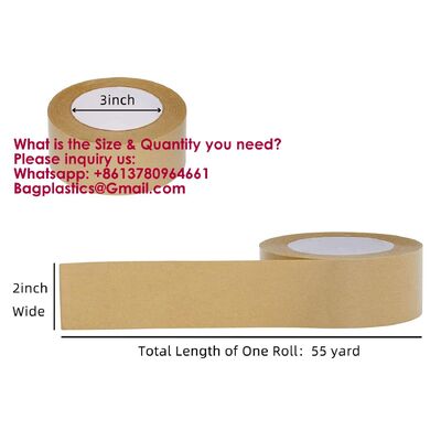 Recyclable Packaging Tape Self Adhesive Box Tape For Shipping, Sealing, Moving & Masking Eco-Friendly Kraft Paper Tape, Biodegradable Heavy Duty Packing Tape