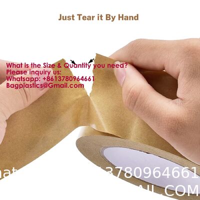 Recyclable Packaging Tape Self Adhesive Box Tape For Shipping, Sealing, Moving & Masking Eco-Friendly Kraft Paper Tape, Biodegradable Heavy Duty Packing Tape