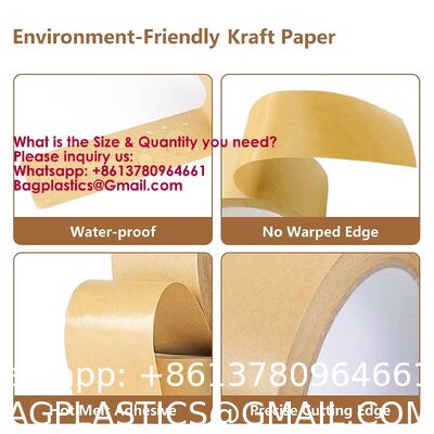 Recyclable Packaging Tape Self Adhesive Box Tape For Shipping, Sealing, Moving & Masking Eco-Friendly Kraft Paper Tape, Biodegradable Heavy Duty Packing Tape