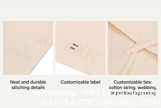 OEM ODM Logo Size Reusable Cotton Fabric Dust Bag, Cover Bags, 100% Natural Muslim Cotton Envelope Gift Packaging Pouch Dust Bag For Clothes Lingerie Storage