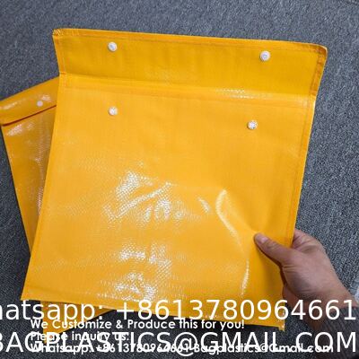 Custom Logo Polypropylene Button Closure Fabric Mailing Bag For Clothes Packaging With 2 Tape And Tear Strip On The Top Envelope Self-Adhesive Bag Express Clothing Small Card Envelope
